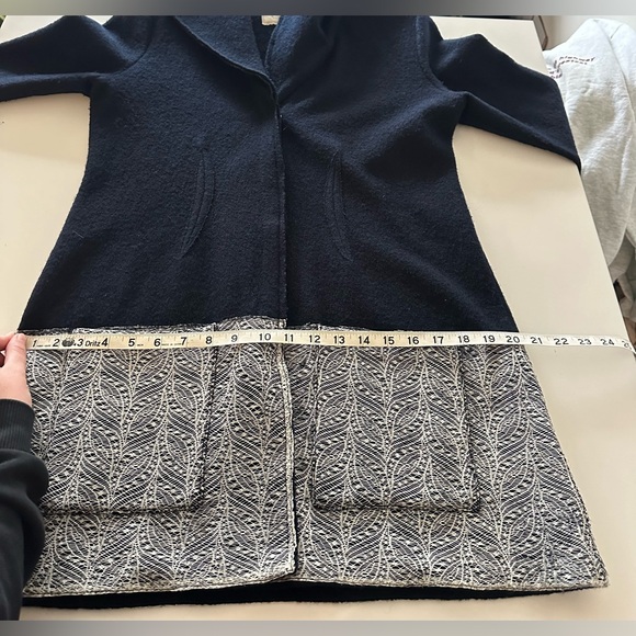 Anthropologie Angel of the North Woman M Soft Lightweight Wool Coat Navy Blue - Picture 5 of 9